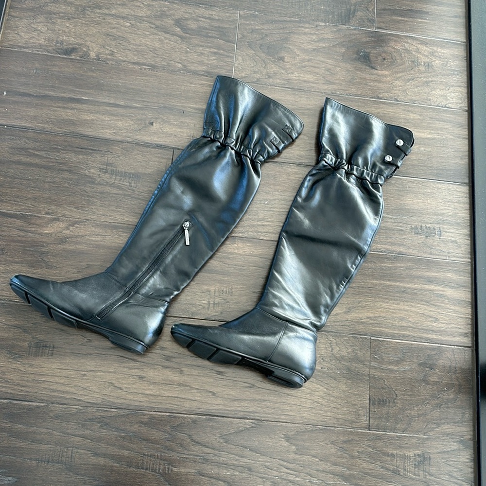 CALVIN KLEIN BLACK OVER THE KNEE LEATHER BOOTS